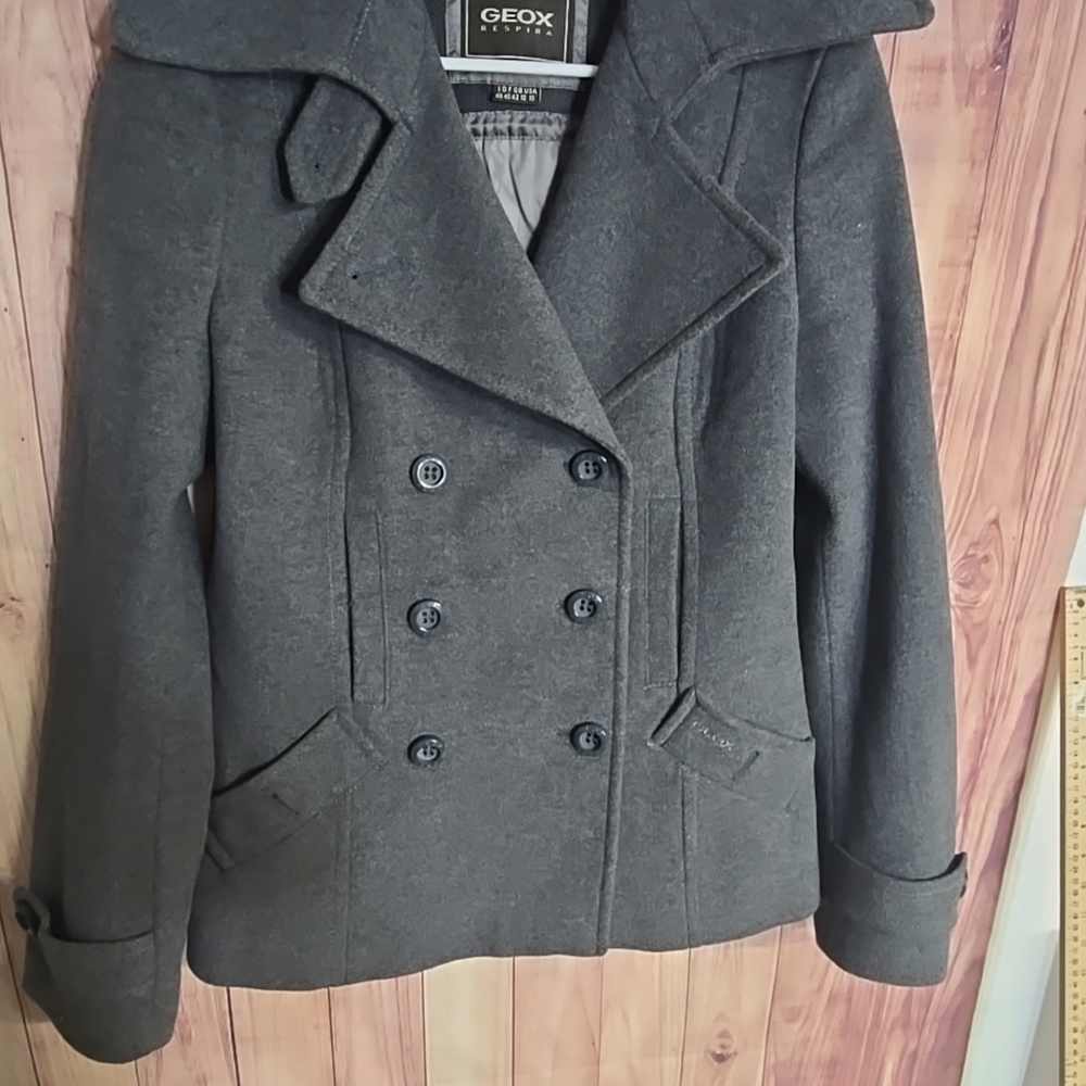 Geox Women's Gray Wool Blend Peacoat